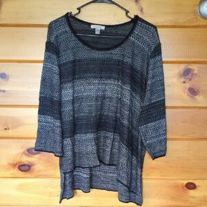 Roz & Ali Charcoal and Black Knit Tunic